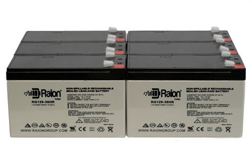 Raion Power 12V 7.5Ah High Rate Discharge UPS Batteries for CyberPower 2000VA OL2000RMXL2U - 6 Pack