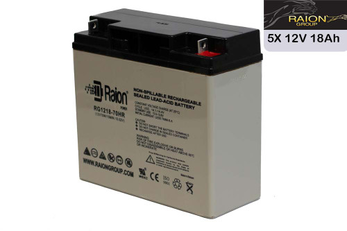 Raion Power RG1218-70HR 12V 18Ah Replacement UPS Battery for Mitsubishi 7011A-30 - 5 Pack