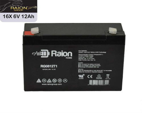 Eaton Powerware NetUPS SE 3000 RM Replacement 6V 12Ah RG0612T1 UPS Battery - 16 Pack