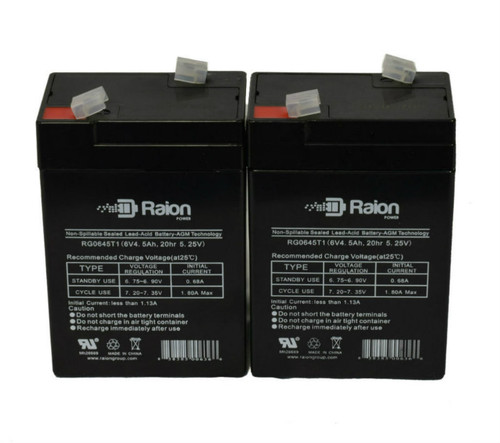 Raion Power 6V 4.5Ah Replacement Emergency Light Battery for ELS ELS FRX - 2 Pack