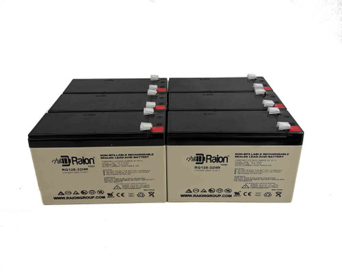 Raion Power Replacement 12V 7.5Ah High Rate Discharge Battery for Exide EP1229W - 6 Pack