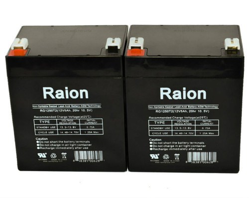 Raion Power 12V 5Ah RG1250T2 Replacement Lead Acid Battery for Celltech CT5-12H - 2 Pack