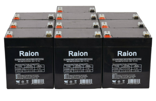 Raion Power 12V 5Ah RG1250T2 Replacement Lead Acid Battery for IBT Technologies BT5-12AHR - 10 Pack