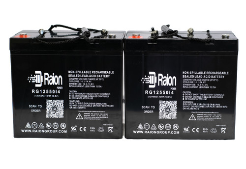Raion Power Replacement 12V 55Ah Battery for Golden Technology Avenger 4 Wheel Scooter - 2 Pack