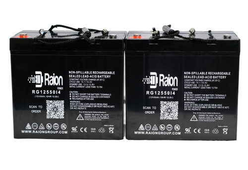 Raion Power Replacement 12V 55Ah Battery for Whelen VORTEXR1 Rotating Warning Siren - 2 Pack