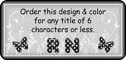 Title shown on the tag is an example only. We can do any title up to 6 letters.