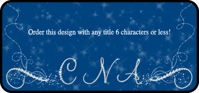 Title shown is for example only! We can do any title up to 6 characters.