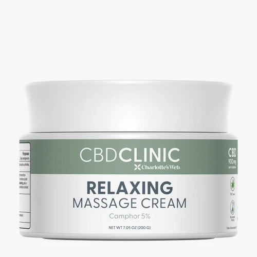 200 gram container of CBD Clinic Relaxing Massage Cream