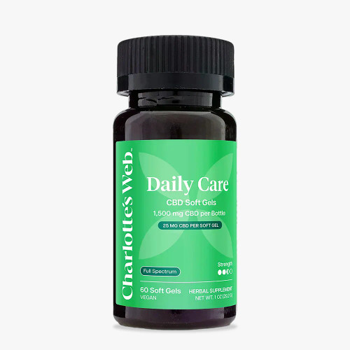 60 count bottle of Charlotte's Web Daily Care CBD 25mg Capsules