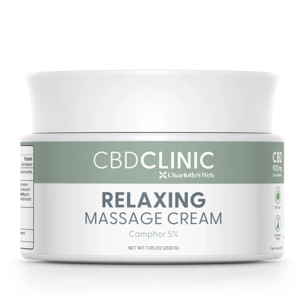 200 gram container of CBD Clinic Relaxing Massage Cream