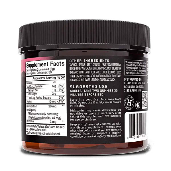 60 count container of Charlotte's Web Raspberry CBD Sleep Gummies 60 count container of Charlotte's Web Raspberry CBD Sleep Gummies