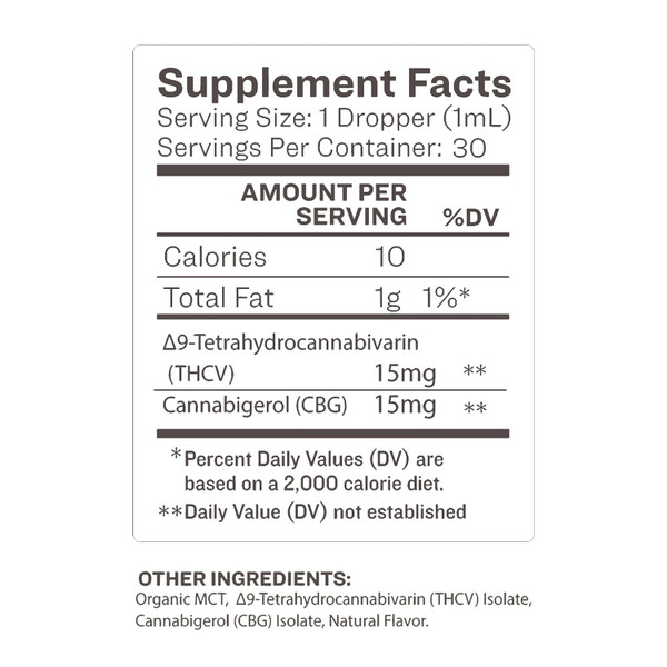 Slumber THCV Weight Drops - Supplement Facts Slumber THCV Weight Drops - Supplement Facts