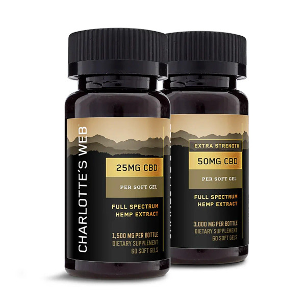 Two bottles of Charlotte's Web CBD Capsules Two bottles of Charlotte's Web CBD Capsules