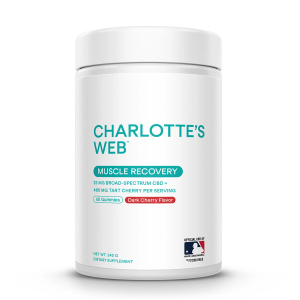 Supplement facts label for Charlotte's Web CBD Muscle Recovery Gummies Supplement facts label for Charlotte's Web CBD Muscle Recovery Gummies