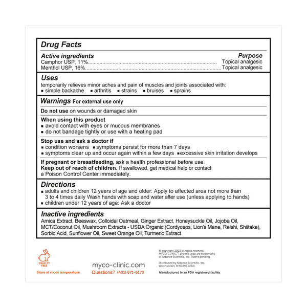 Drug facts label for MYCO Clinic Maximum Strength Pain Relief Ointment