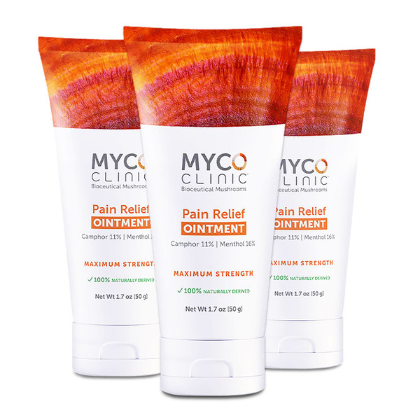 Three tubes of MYCO Clinic Maximum Strength Pain Relief Ointment