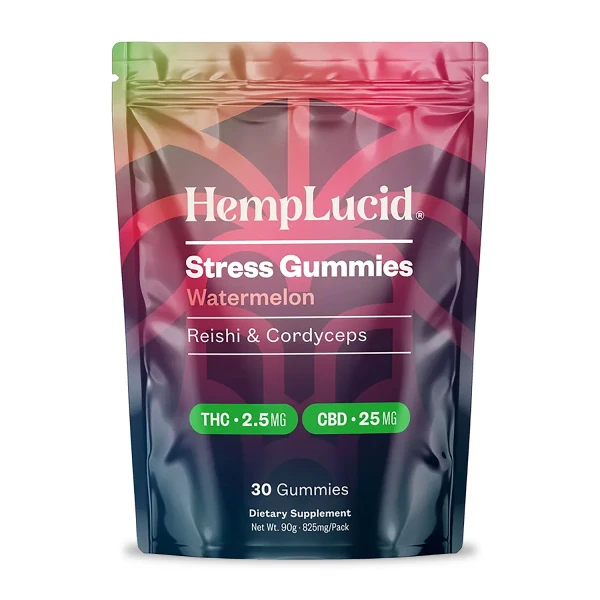 30 count bag of HempLucid Mushroom Stress Relief Gummies