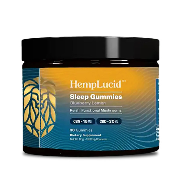 30 count container of HempLucid Mushroom Sleep Gummies