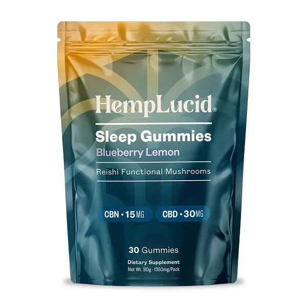 30 count bag of HempLucid Mushroom CBN Sleep Gummies
