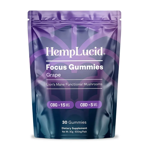 30 count bag of HempLucid Mushroom Focus Gummies