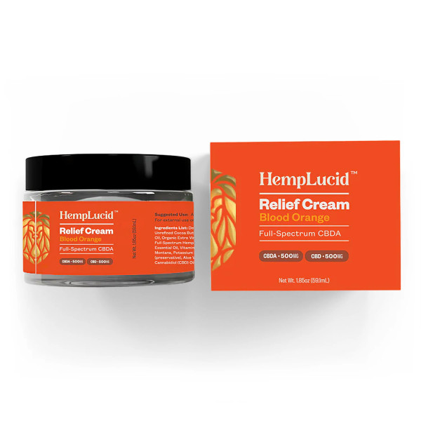 1.85 ounce container of HempLucid Full Spectrum Body Cream with 500mg CBD and 500mg CBDA.