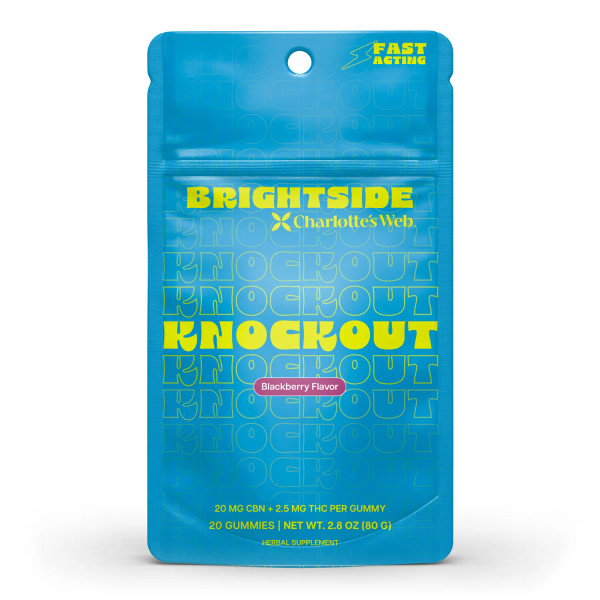 20 count container of Charlotte's Web Brightside Knockout Gummies