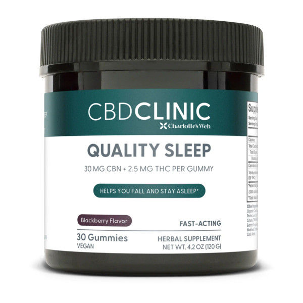 30 count container of CBD Clinic Quality Sleep THC Gummies