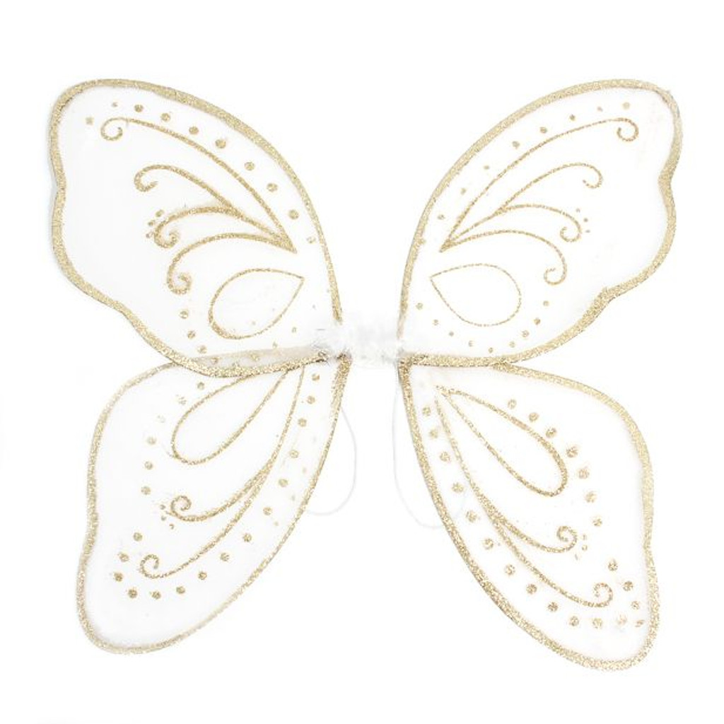 White Fairy Wings With Gold Glitter