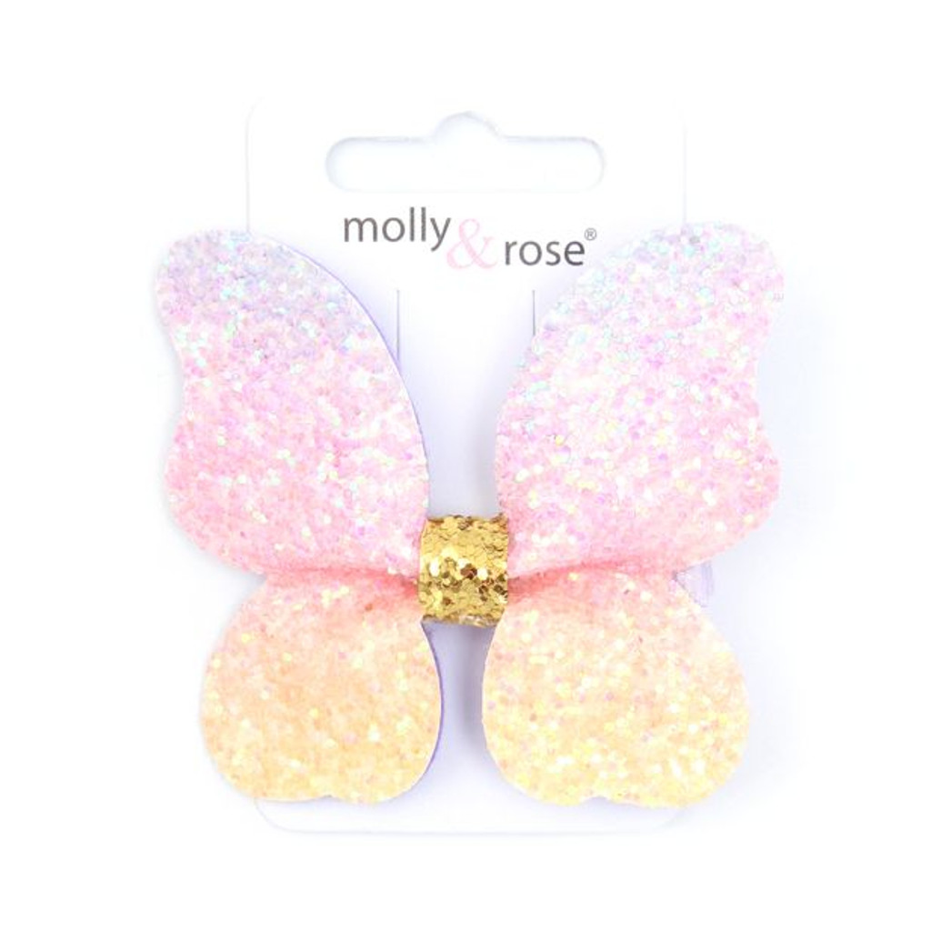 Rainbow Glitter Butterfly Hair Clips