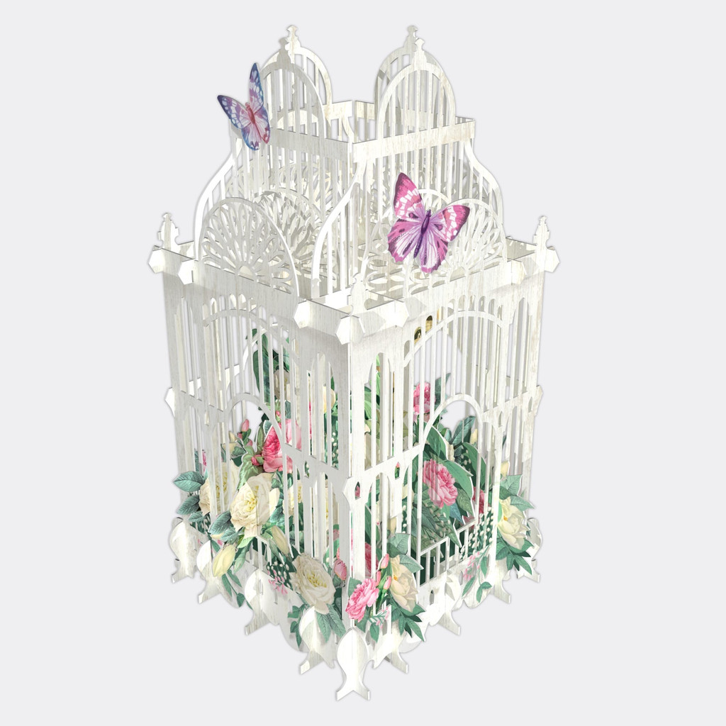 The White Flower Cage - 3D Pop Up Greetings Card 3D006