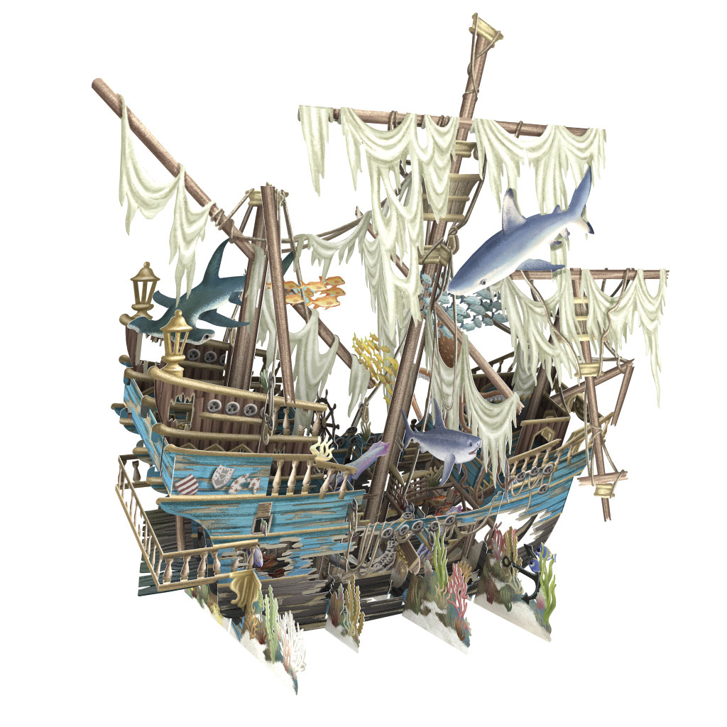 Sunken Galleon - 3D Pop Up Greetings Card 3D040