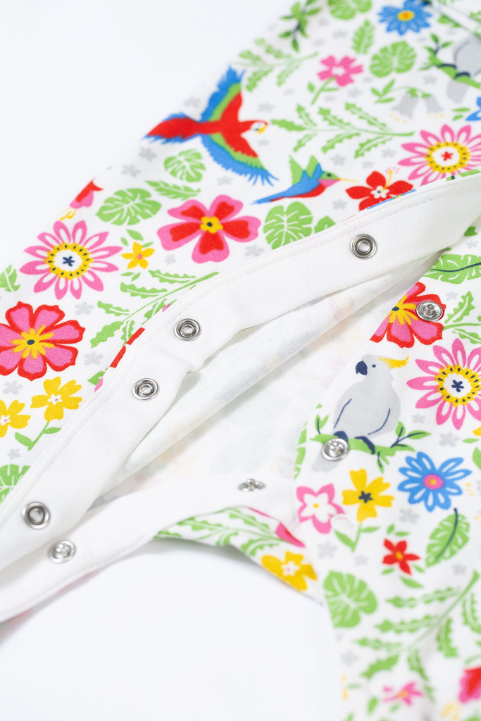 Lovely Babygrow - White Tropical Birds