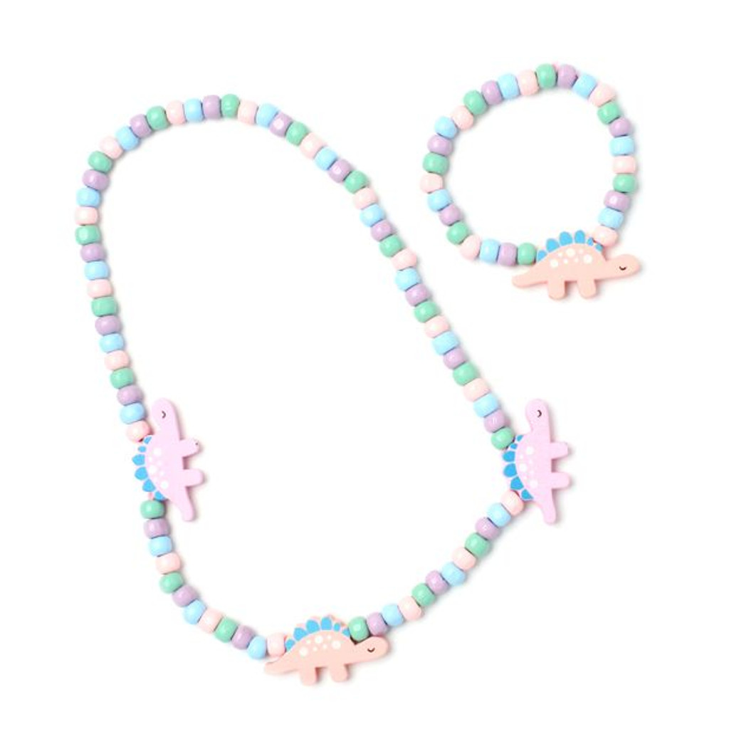 Dinosaur Stretch Bead Necklace And Bracelet Set