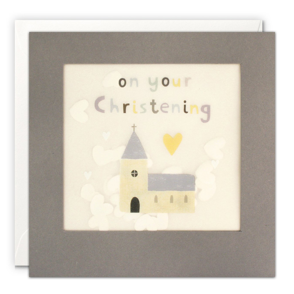 Christening Church Grey Paper Shakies Card PP3349