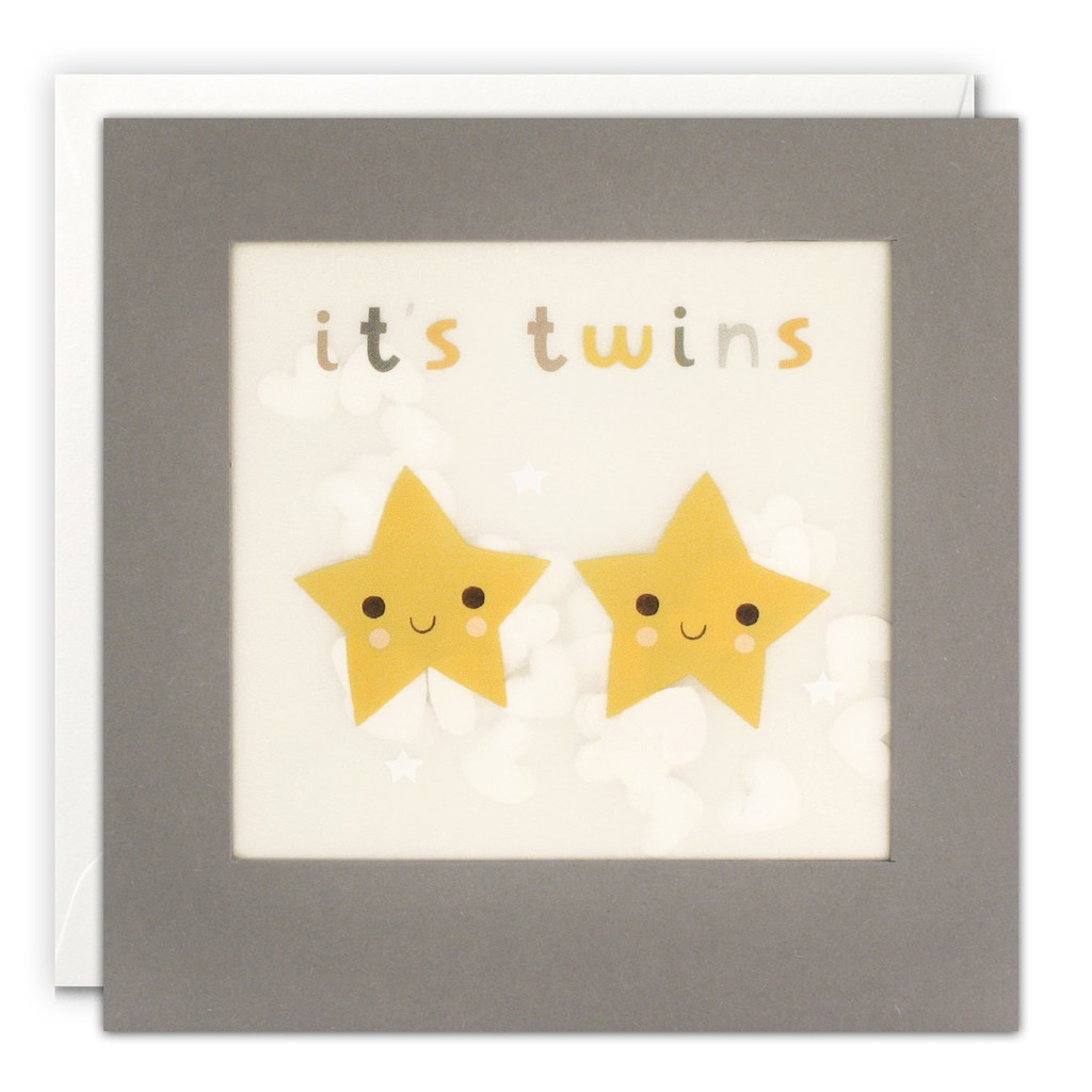 It’s Twins Stars Grey Paper Shakies Card PP3348