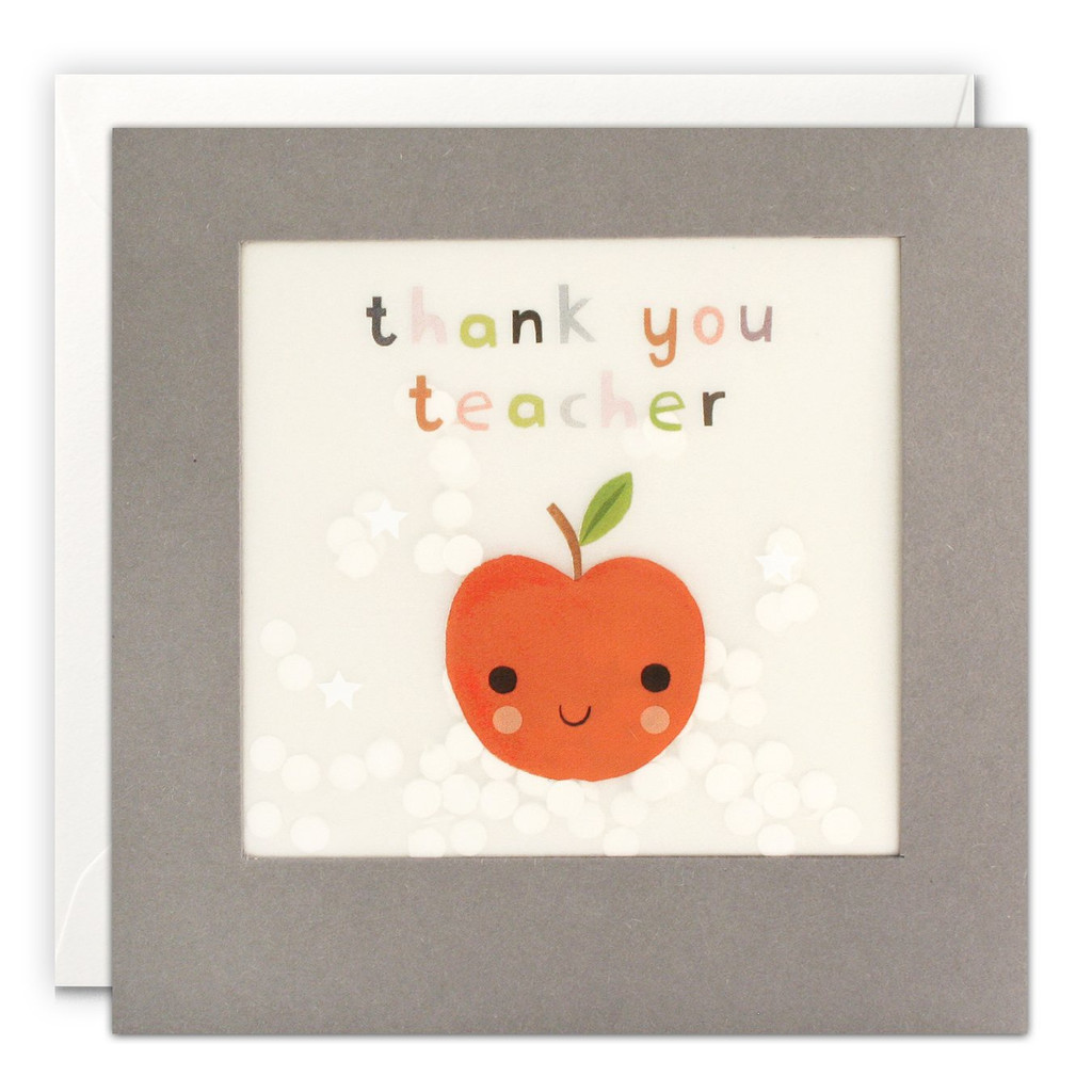 Thank You Teacher Apple Grey Paper Shakies Card PP3351