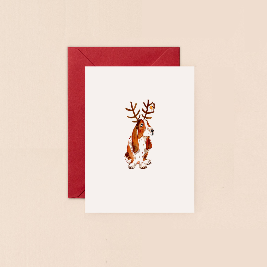 Dog & Robin Mini Christmas Card BIJX22
