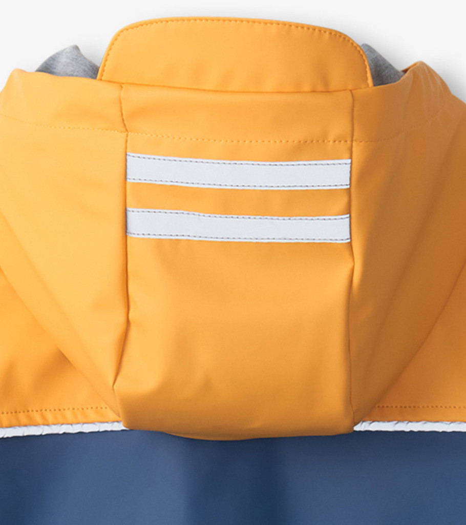 Yellow & Navy Zip-Up Rain Jacket