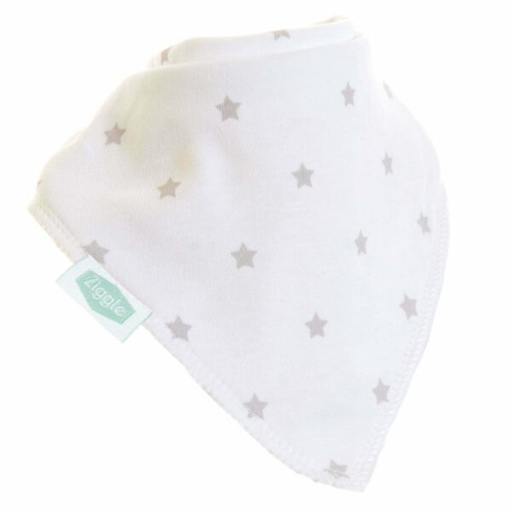 White With Grey Stars Dribble Bib