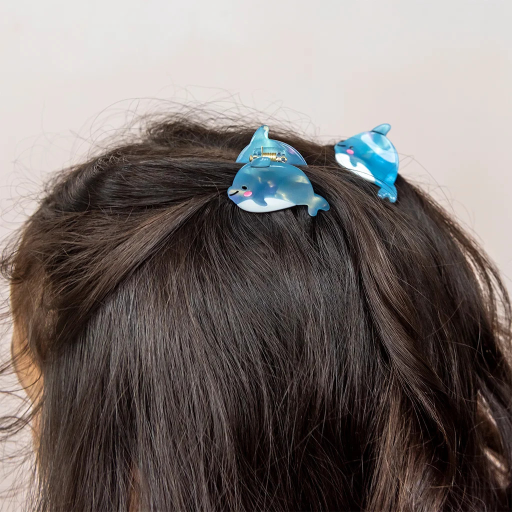 Mini Hair Claw Clips (set of 2) - Dolphins
