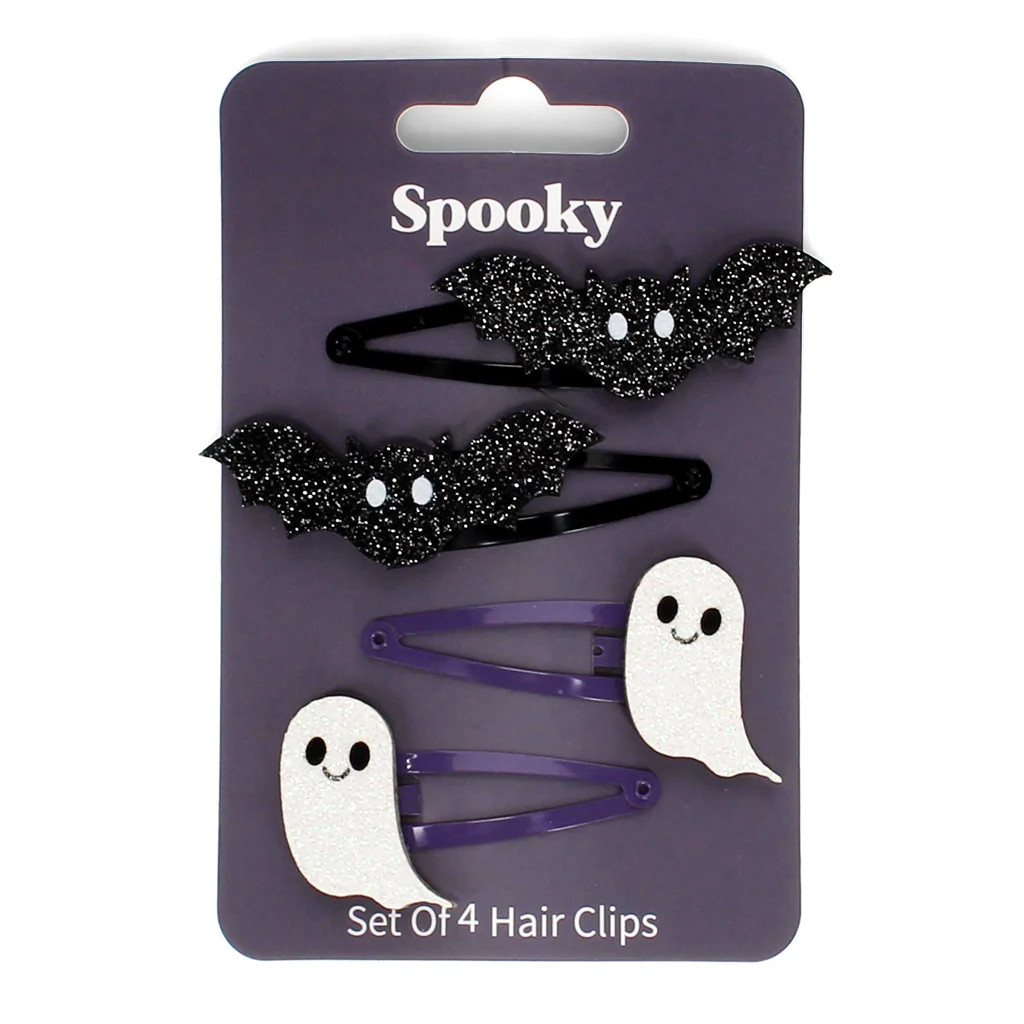 Glitter Hair Clips (set of 4) - Spooky
