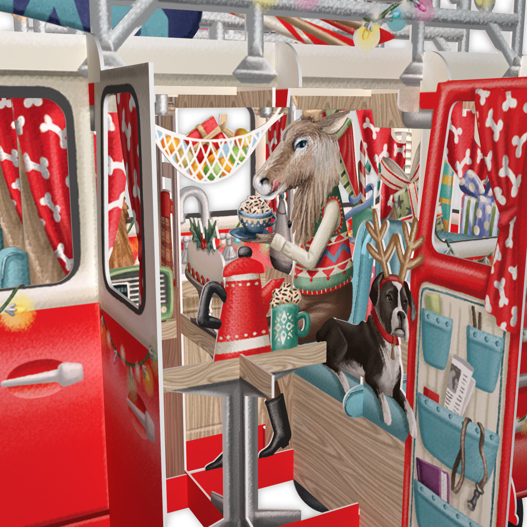 Christmas Camper 3D Christmas Card X3D023