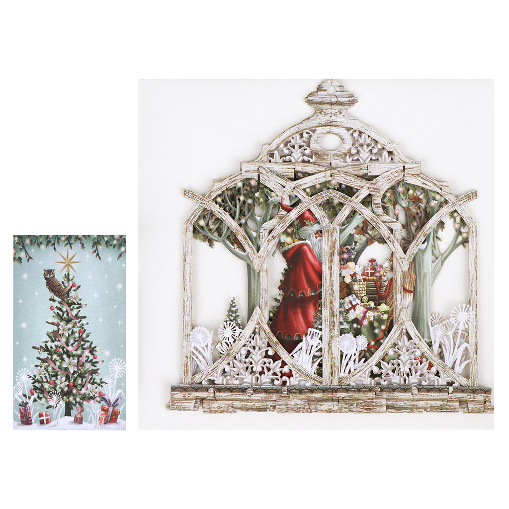 White Lantern With Santa - 3D Pop Up Christmas Card X3D028