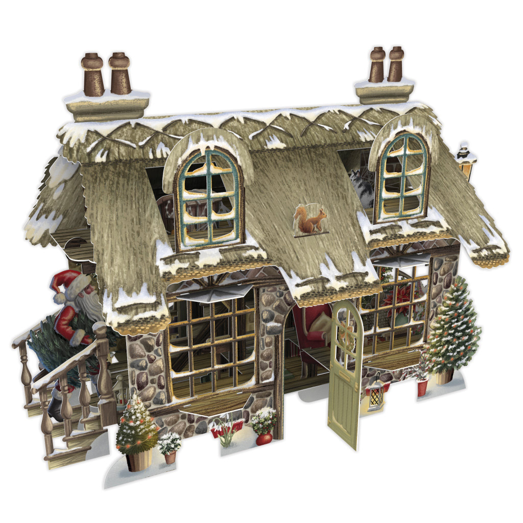 Cosy Christmas Cottage - 3D Christmas Card X3D031
