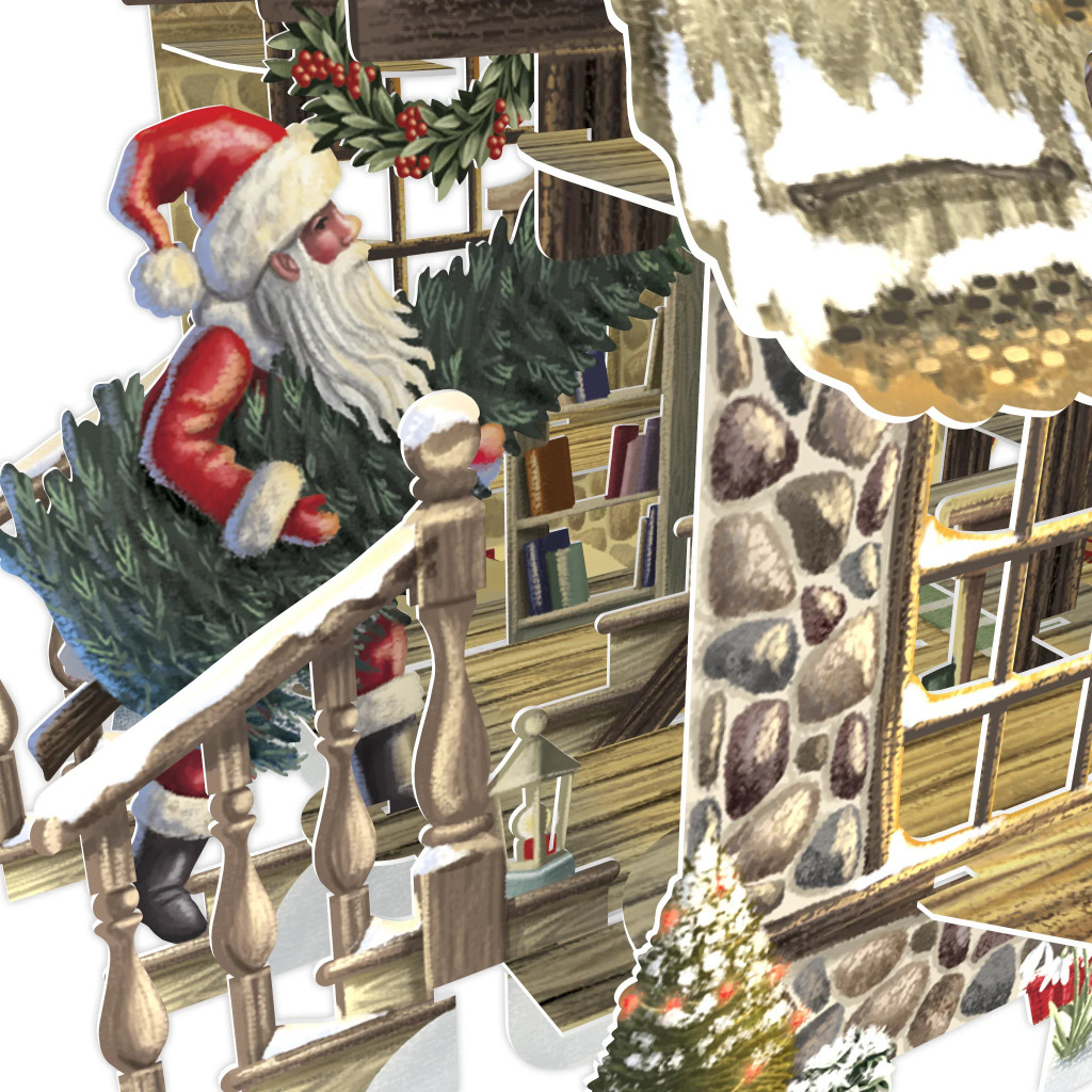 Cosy Christmas Cottage - 3D Christmas Card X3D031
