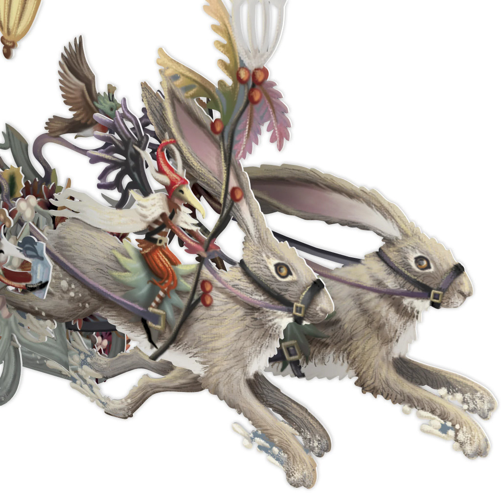 Hare Racing - 3D Christmas Card X3D032