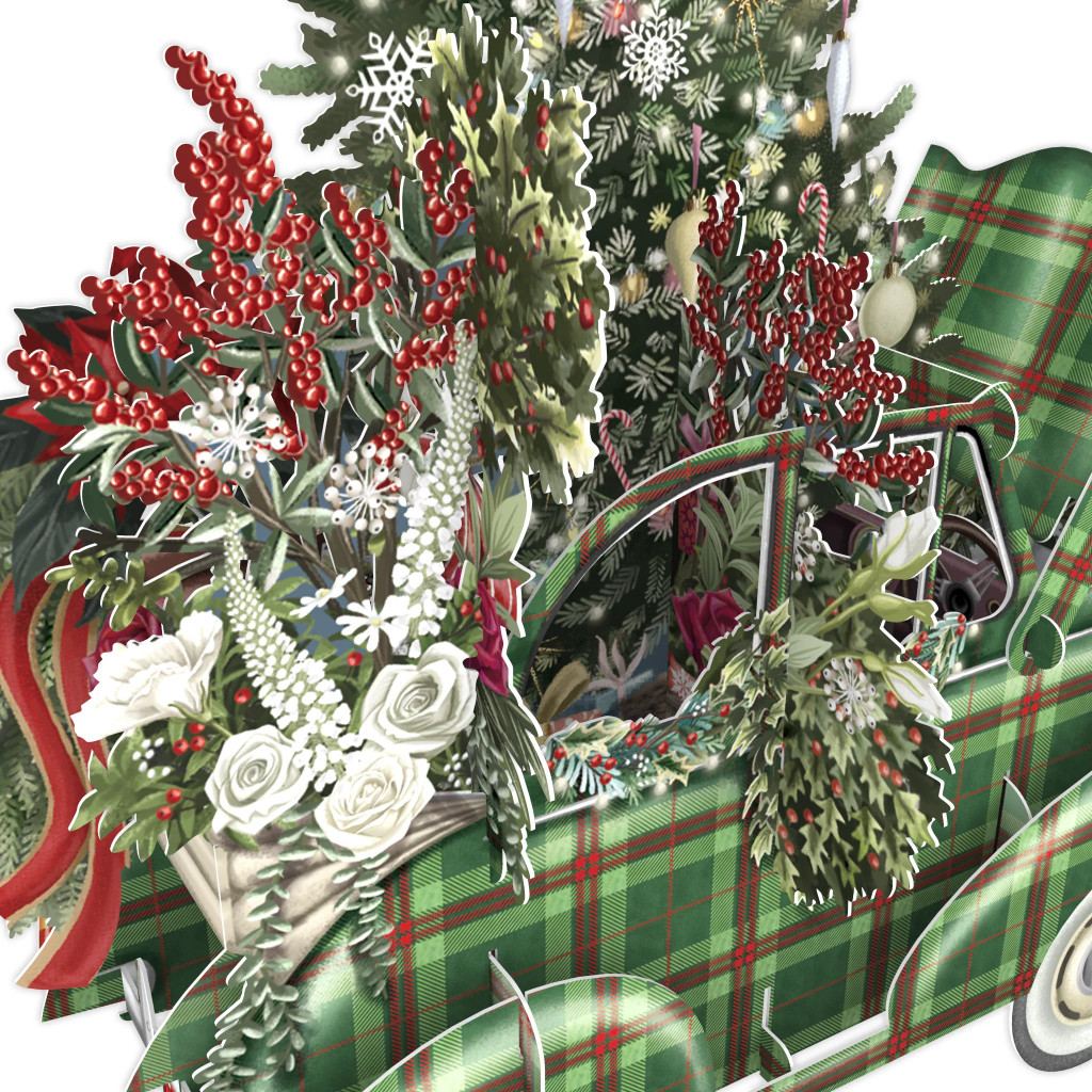 Tartan Car- 3D Christmas Card X3D033
