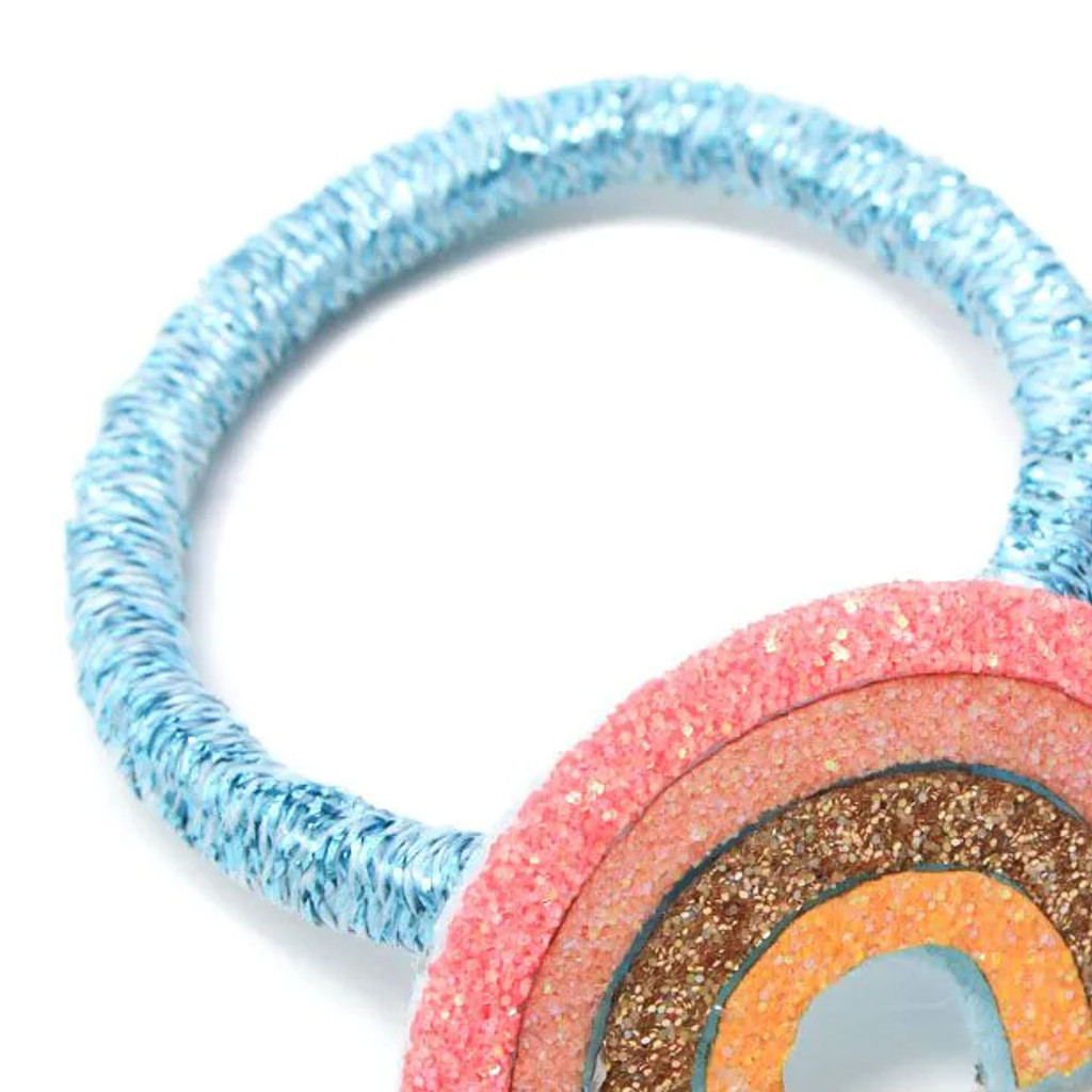 4 Blue Glitter Sleepies & 2 Rainbow Motif Elastics Set
