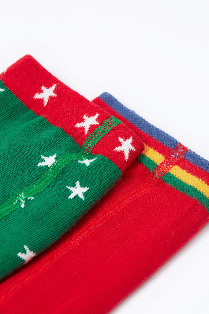 Norah 2pk Tights - Green Robin / Berry Red