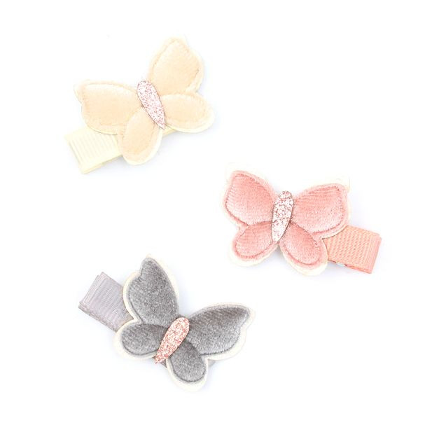 2 Velvet Butterfly Clips